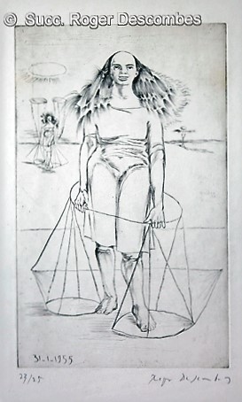 Roger Descombes, Gésabel aux Cerceaux, 1955 - Gravure, Eau Forte, 1955